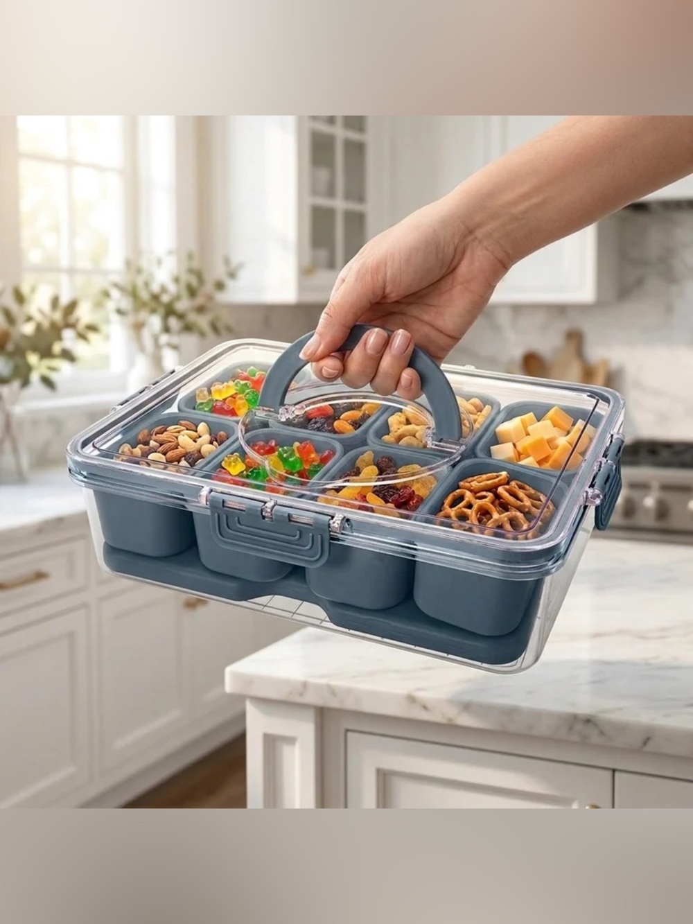 CWC Cook With Color On-The-Go Snackle Box 8 Compartment Travel Snack Container - Picture 3 of 9